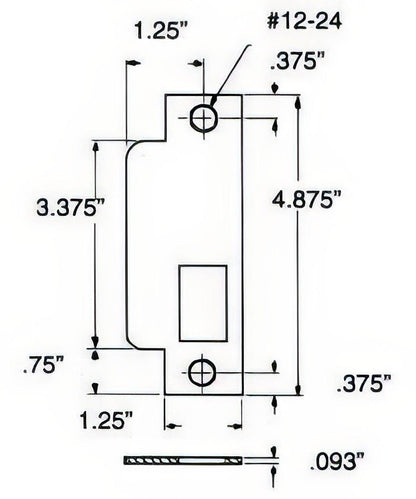 Baldwin 6041.R Right Hand Latch Bolt Mortise Strike