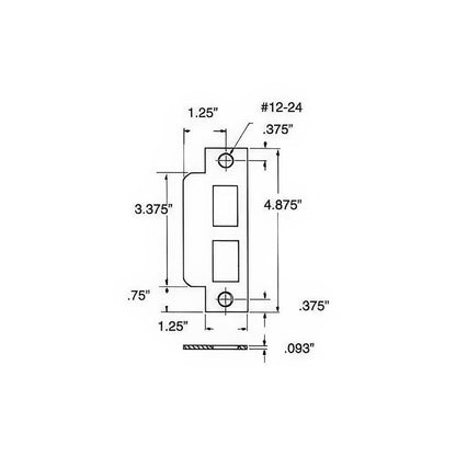 Baldwin 6043.R Right Hand Latch / Auxiliary Latch / Deadbolt Mortise Strike