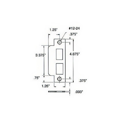 Baldwin 6043 Latch / Auxiliary Latch / Deadbolt Straight Lip Function Entry Mortise Strike
