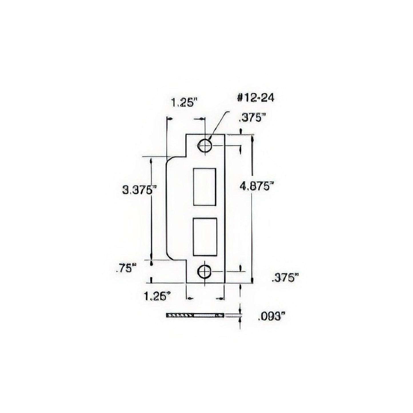 Baldwin 6043 Latch / Auxiliary Latch / Deadbolt Straight Lip Function Entry Mortise Strike