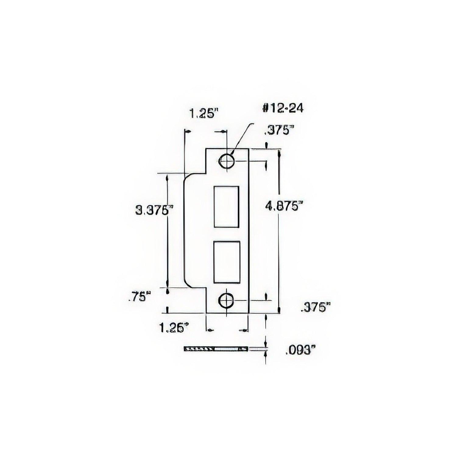 Baldwin 6043 Latch / Auxiliary Latch / Deadbolt Straight Lip Function Entry Mortise Strike