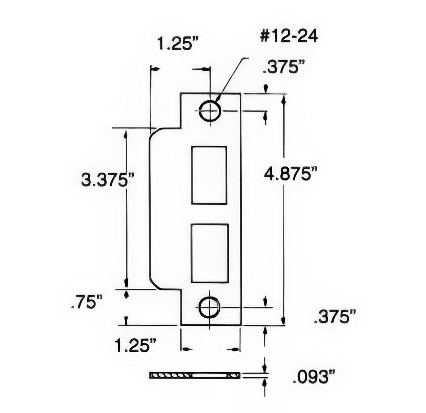 Baldwin 6043.L Left Hand Latch / Auxiliary Latch / Deadbolt Mortise Strike