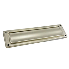 Ives 620B15 Solid Brass Magazine Mail Slot with Spring Loaded Front and Open Back Satin Nickel Finish.