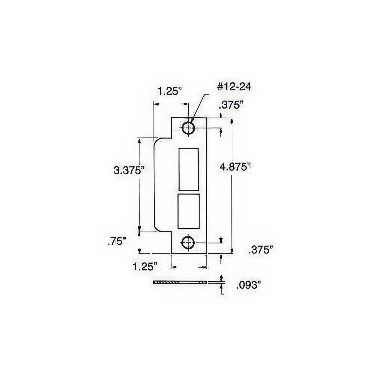 Baldwin 6340.L Left Hand Latch and Deadbolt Curved Lip Entry Mortise Strike.