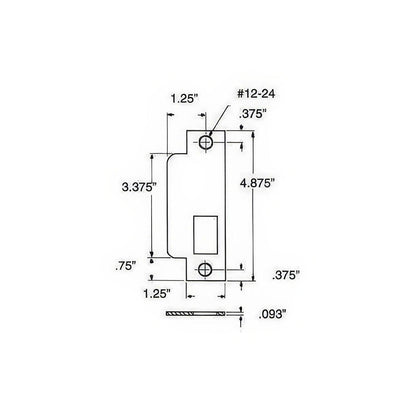 Baldwin 6341 Latch Bolt Straight Lip Function Entry Mortise Strike.