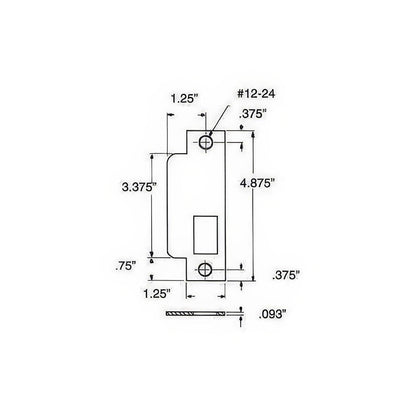 Baldwin 6341.R Right Hand Latch Bolt Mortise Strike.