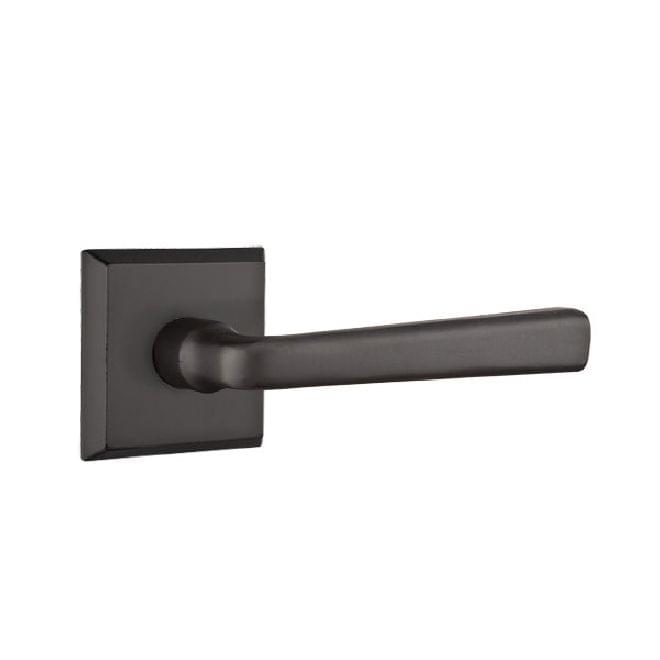 Emtek 7111CRFBRH Cimarron Lever Right Hand 2-3/8" Backset Passage with Style # 6 Rose for 1-3/8" to 2" Door Flat Black Bronze Finish.