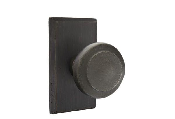 Emtek 7204BUMB Butte Knob 2-3/8" Backset Privacy with Style # 3 Rose for 1-3/8" to 2" Door Medium Bronze Finish.