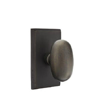 Emtek 7204BZEGMB Sandcast Bronze Egg Knob 2-3/8" Backset Privacy with Style # 3 Rose for 1-3/8" to 2" Door Medium Bronze Finish.