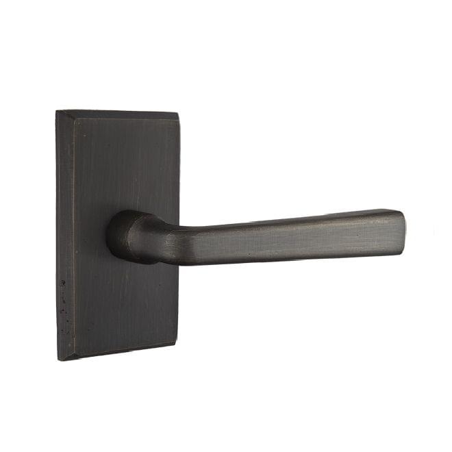 Emtek 7204CRMBRH Cimarron Lever Right Hand 2-3/8" Backset Privacy with Style # 3 Rose for 1-3/8" to 2" Door Medium Bronze Finish.