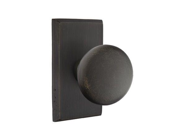 Emtek 7204WCMB Winchester Knob 2-3/8" Backset Privacy with Style # 3 Rose for 1-3/8" to 2" Door Medium Bronze Finish.