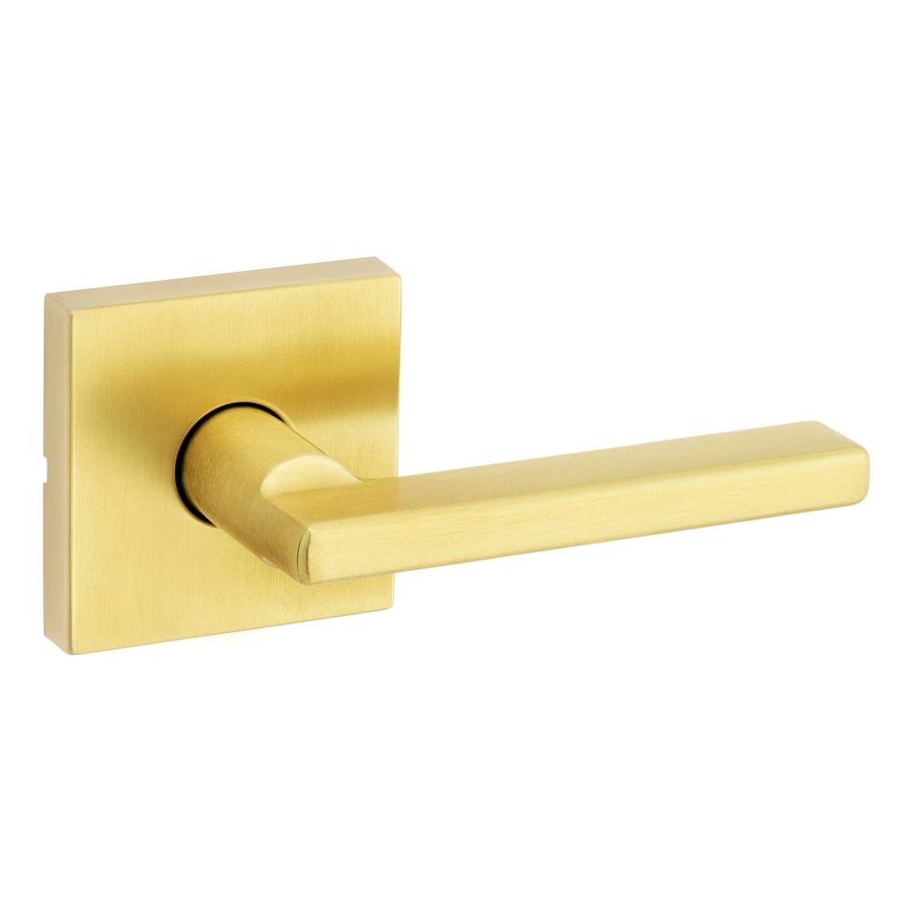 Kwikset 720HFLSQT-4 Halifax Lever with Square Rose Passage Door Lock with 6AL Latch and RCS Strike Satin Brass Finish.