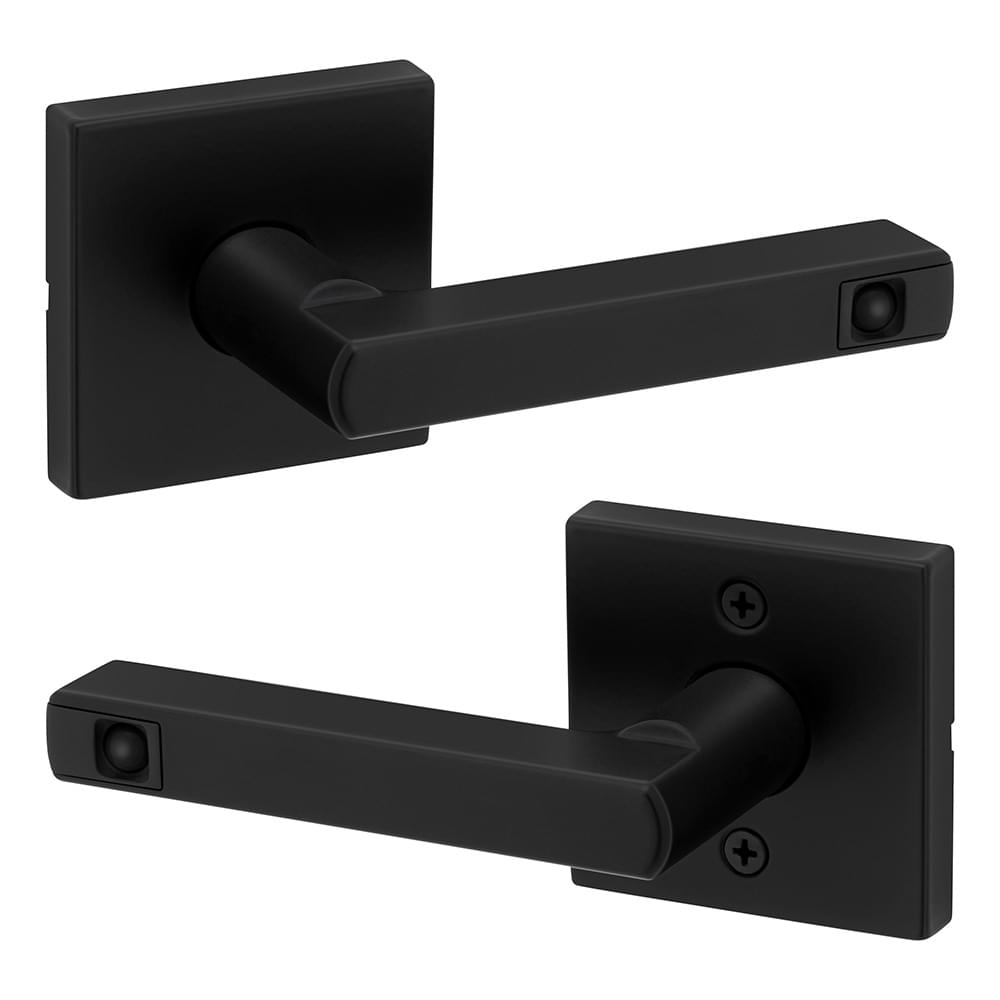 Kwikset 720HFLSQTLED-514 Halifax LED Light Lever with Square Rose Passage Door Lock with Light and Motion Sensor with 6AL Latch and RCS Strike Matte Black Finish.