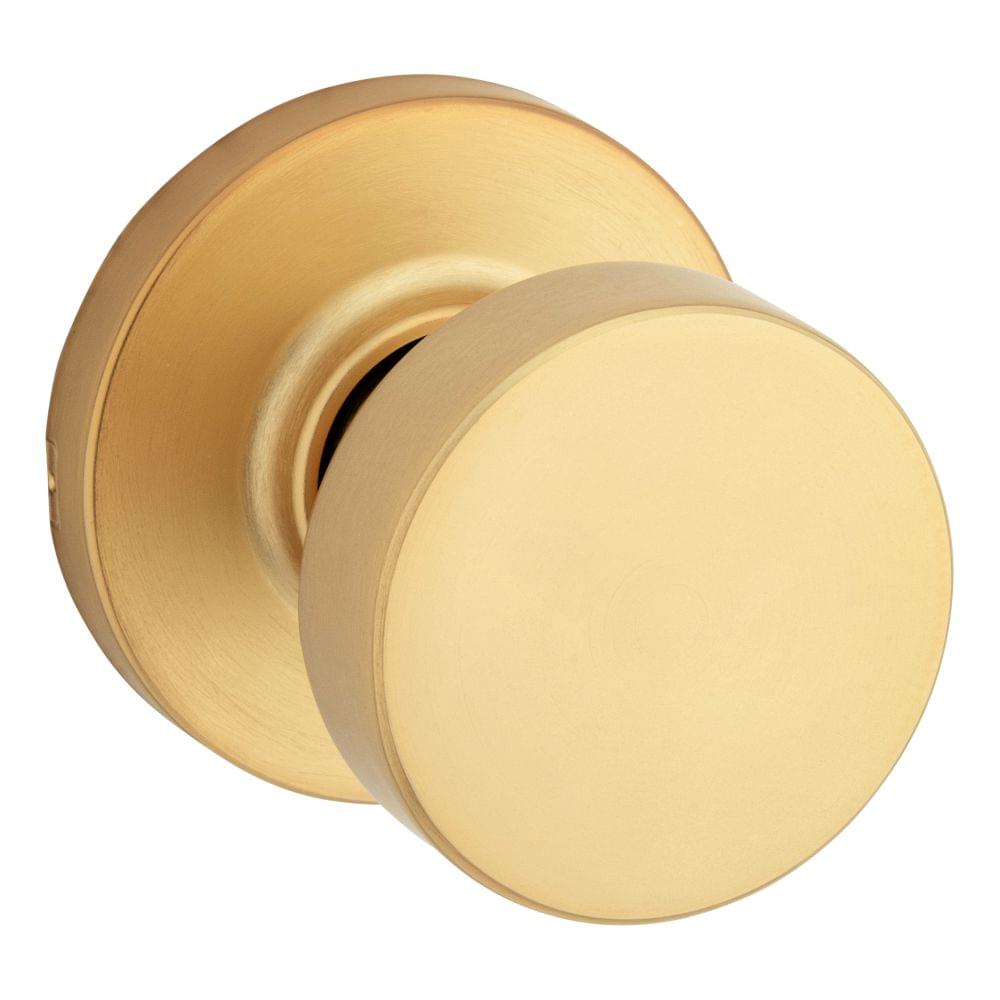 Kwikset 720PSKRDT-4 Pismo Knob with Round Rose Passage Lock with 6AL Latch and RCS Strike Satin Brass Finish.