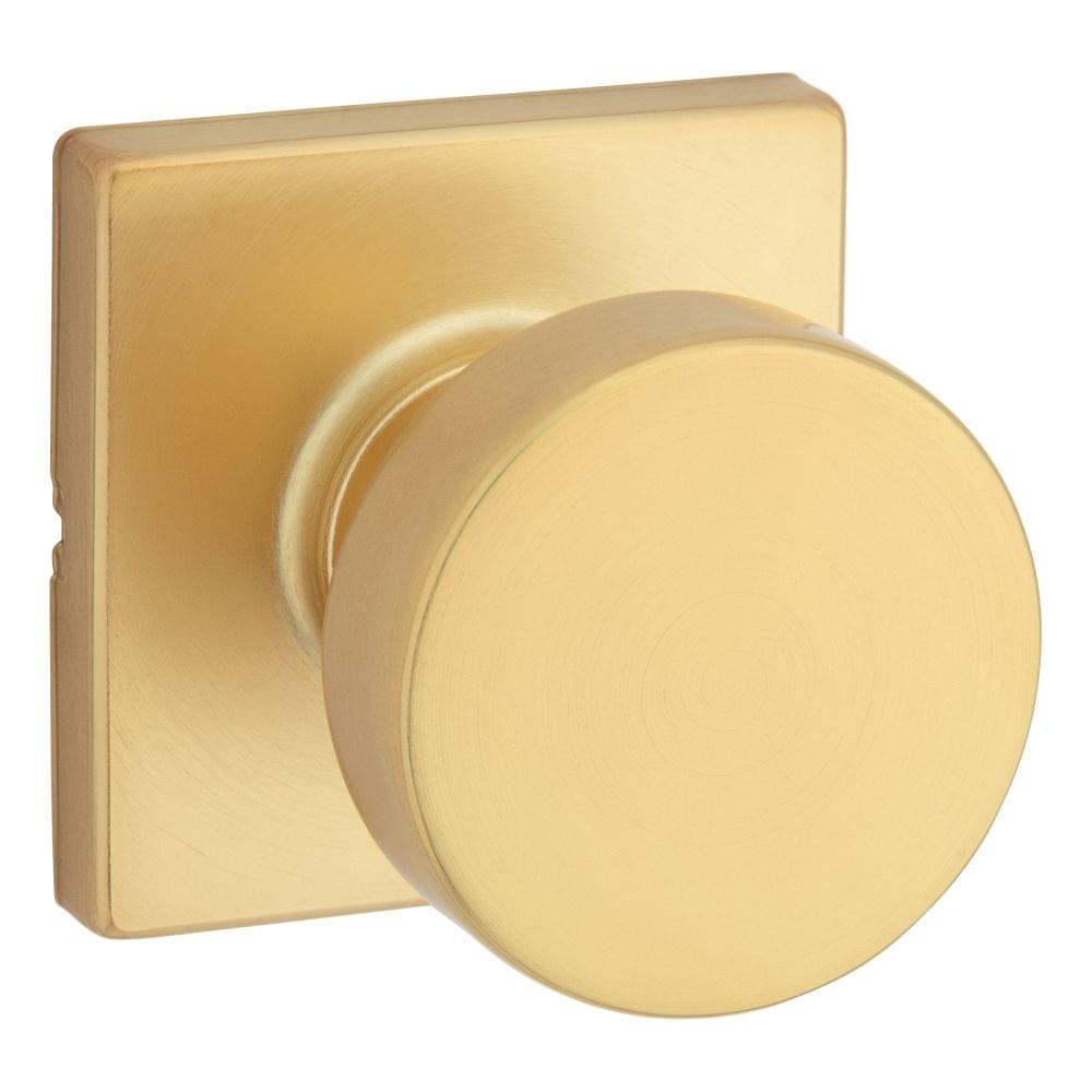 Kwikset 720PSKSQT-4 Pismo Knob with Square Rose Passage Lock with 6AL Latch and RCS Strike Satin Brass Finish.