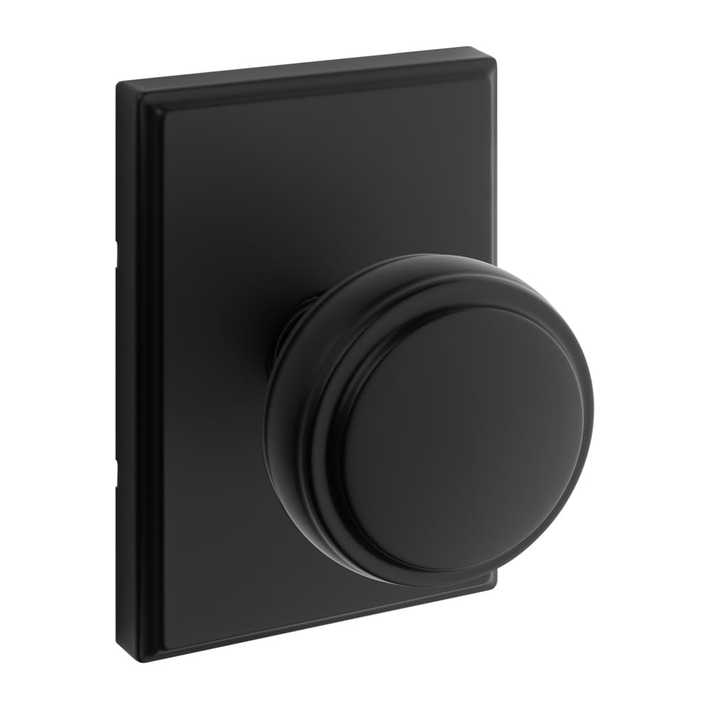 Kwikset 720SOKTRCT-514 Sora Knob with Traditional Rectangular Rose Passage Door Lock with 6AL Latch and RCS Strike Matte Black Finish.