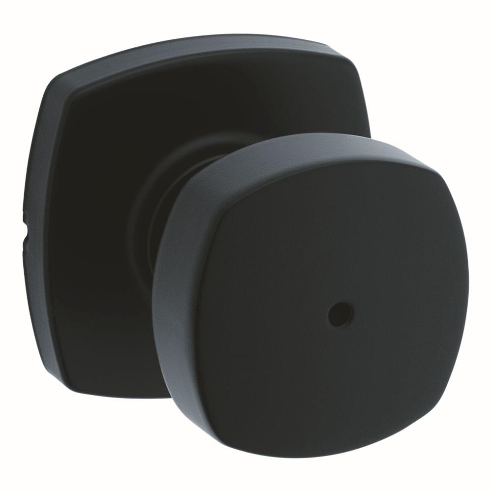 Kwikset 730AYKMDT-514 Arroyo Knob with Midtown Rose Privacy Door Lock with 6AL Latch and RCS Strike Matte Black Finish.