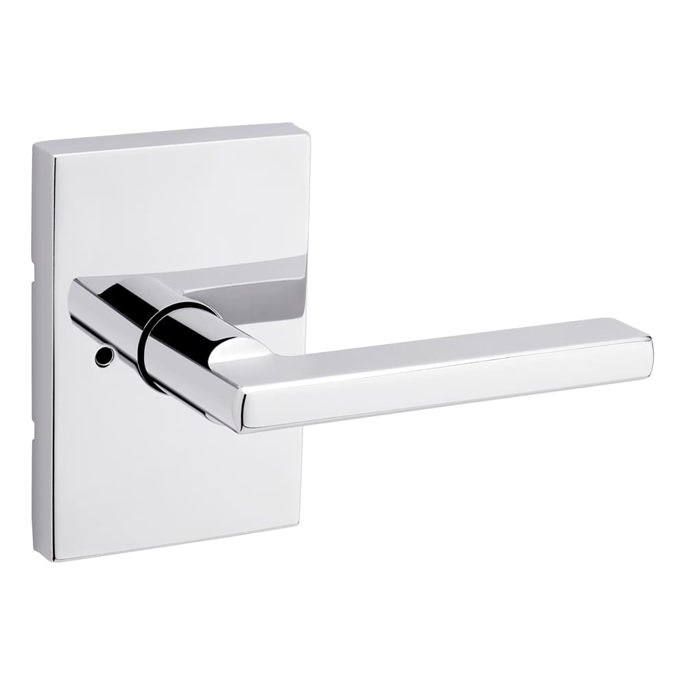 Kwikset 730HFLRCT-26 Halifax Lever with Rectangular Rose Privacy Door Lock with 6AL Latch and RCS Strike Bright Chrome Finish.