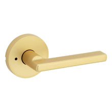 Kwikset 730HFLRDT-4 Halifax Lever with Round Rose Privacy Door Lock with 6AL Latch and RCS Strike Satin Brass Finish.