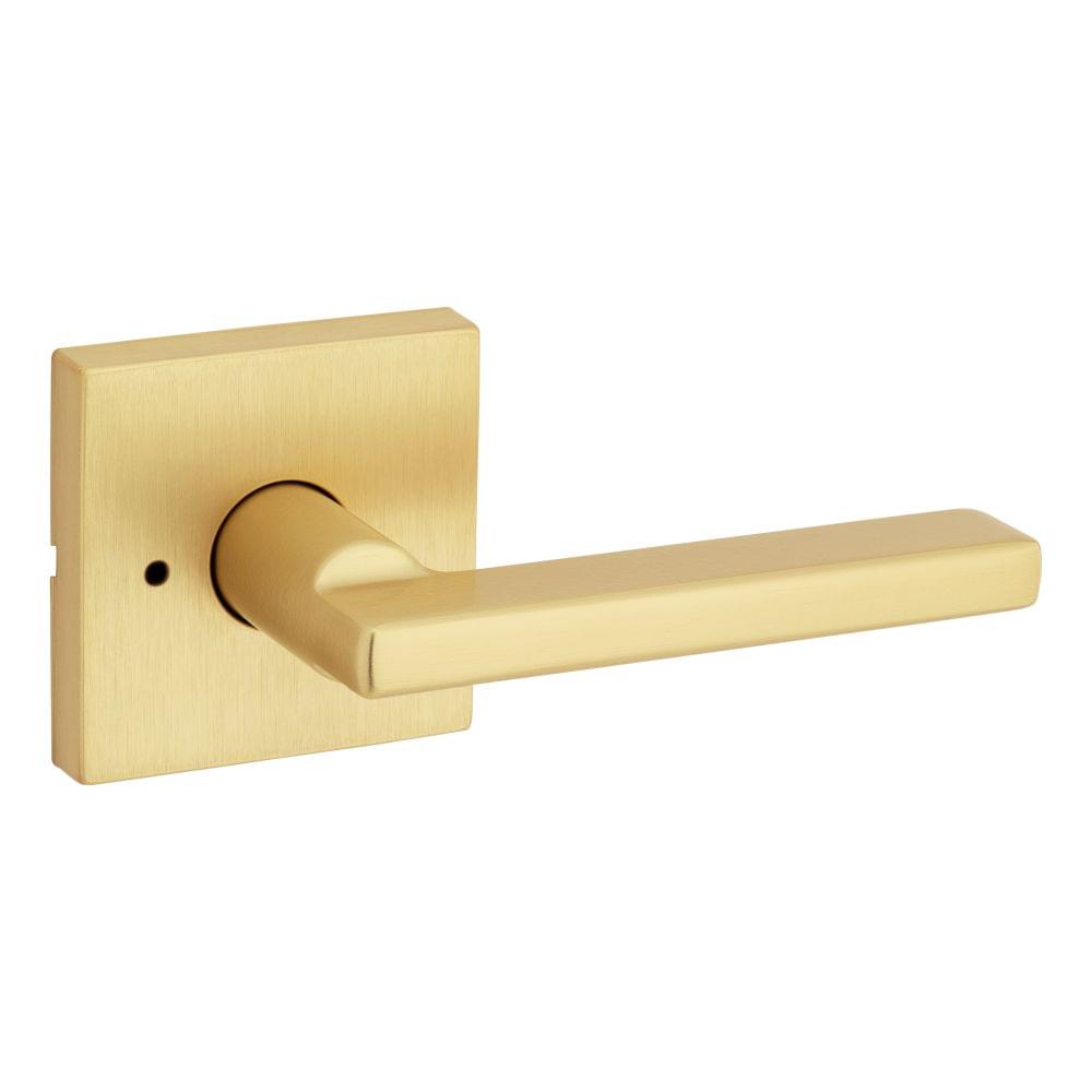 Kwikset 730HFLSQT-4 Halifax Lever with Square Rose Privacy Door Lock with 6AL Latch and RCS Strike Satin Brass Finish.