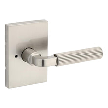 Kwikset 730MALRCT-15 Mirada Reeded Pattern Lever with Contemporary Rectangular Rose Privacy Door Lock with 6AL Latch and RCS Strike Satin Nickel Finish.