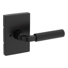 Kwikset 730MALRCT-514 Mirada Reeded Pattern Lever with Contemporary Rectangular Rose Privacy Door Lock with 6AL Latch and RCS Strike Matte Black Finish.