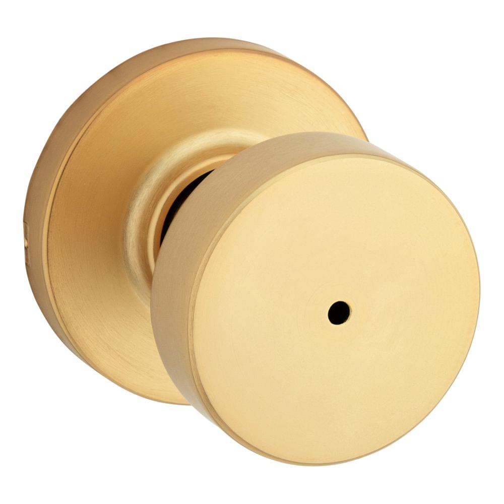 Kwikset 730PSKRDT-4 Pismo Knob with Round Rose Privacy Lock with 6AL Latch and RCS Strike Satin Brass Finish.
