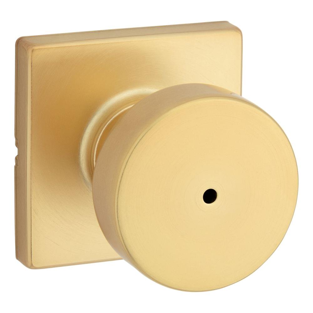 Kwikset 730PSKSQT-4 Pismo Knob with Square Rose Privacy Lock with 6AL Latch and RCS Strike Satin Brass Finish.