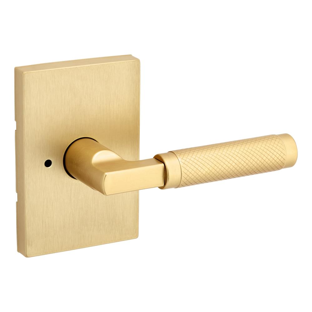 Kwikset 730PVLRCT-4 Prava Lever with Rectangular Rose Privacy Door Lock with 6AL Latch and RCS Strike Satin Brass Finish.