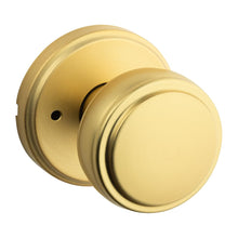 Kwikset 730SOK-4 Sora Knob with Traditional Round Rose Privacy Door Lock with 6AL Latch and RCS Strike Satin Brass Finish.