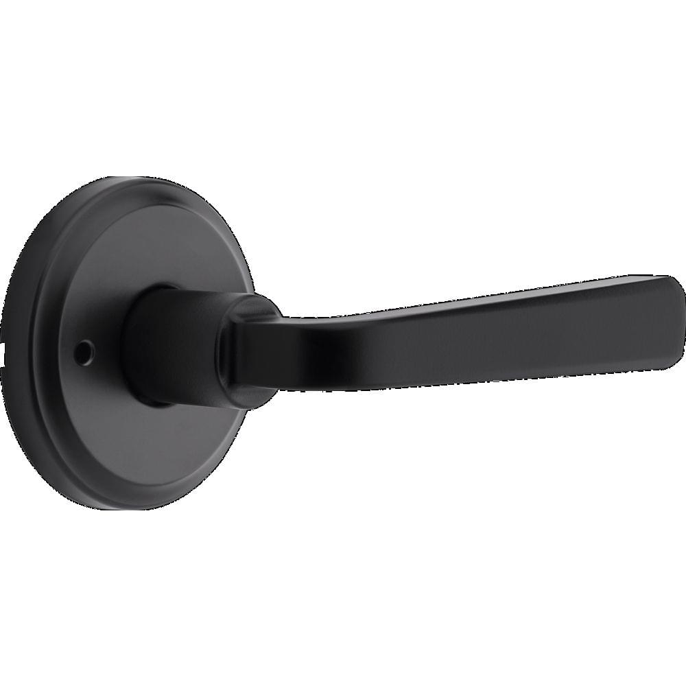 Kwikset 730TDL-514 Trafford Lever Privacy Door Lock with 6AL Latch and RCS Strike Matte Black Finish.