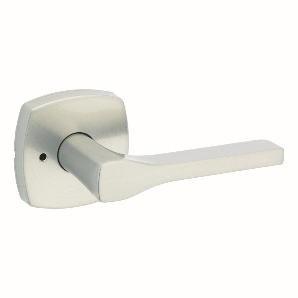Kwikset 730TPLMDT-15 Tripoli Lever with Midtown Rose Privacy Door Lock with 6AL Latch and RCS Strike Satin Nickel Finish.