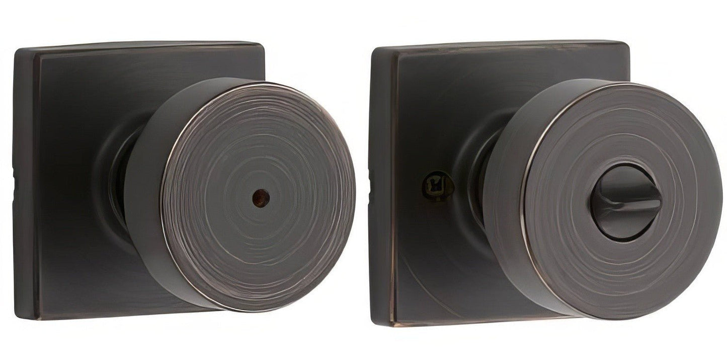 Kwikset 730PSKSQT Pismo Privacy Door Knob with Square Rose