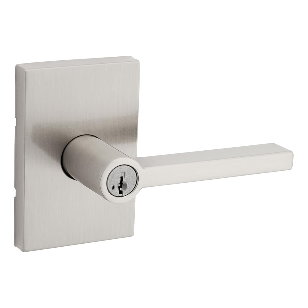 Kwikset 740HFLRCT-15S Halifax Lever with Rectangular Rose Entry Door Lock SmartKey with 6AL Latch and RCS Strike Satin Nickel Finish.