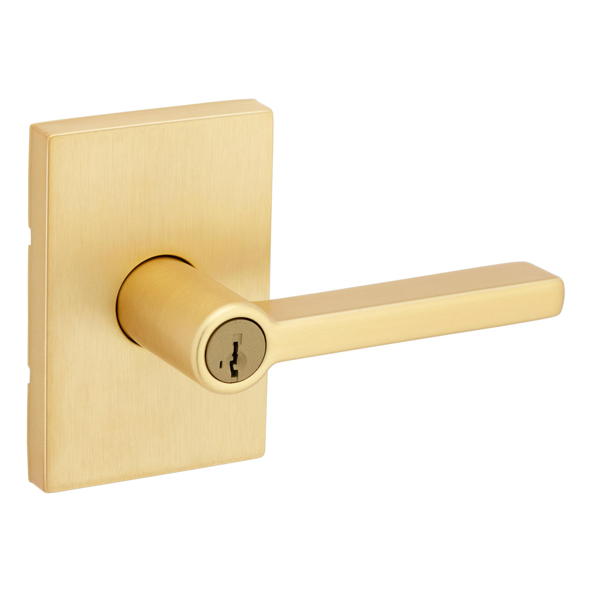 Kwikset 740HFLRCT-4S Halifax Lever with Rectangular Rose Entry Door Lock SmartKey with 6AL Latch and RCS Strike KA3 Satin Brass Finish.
