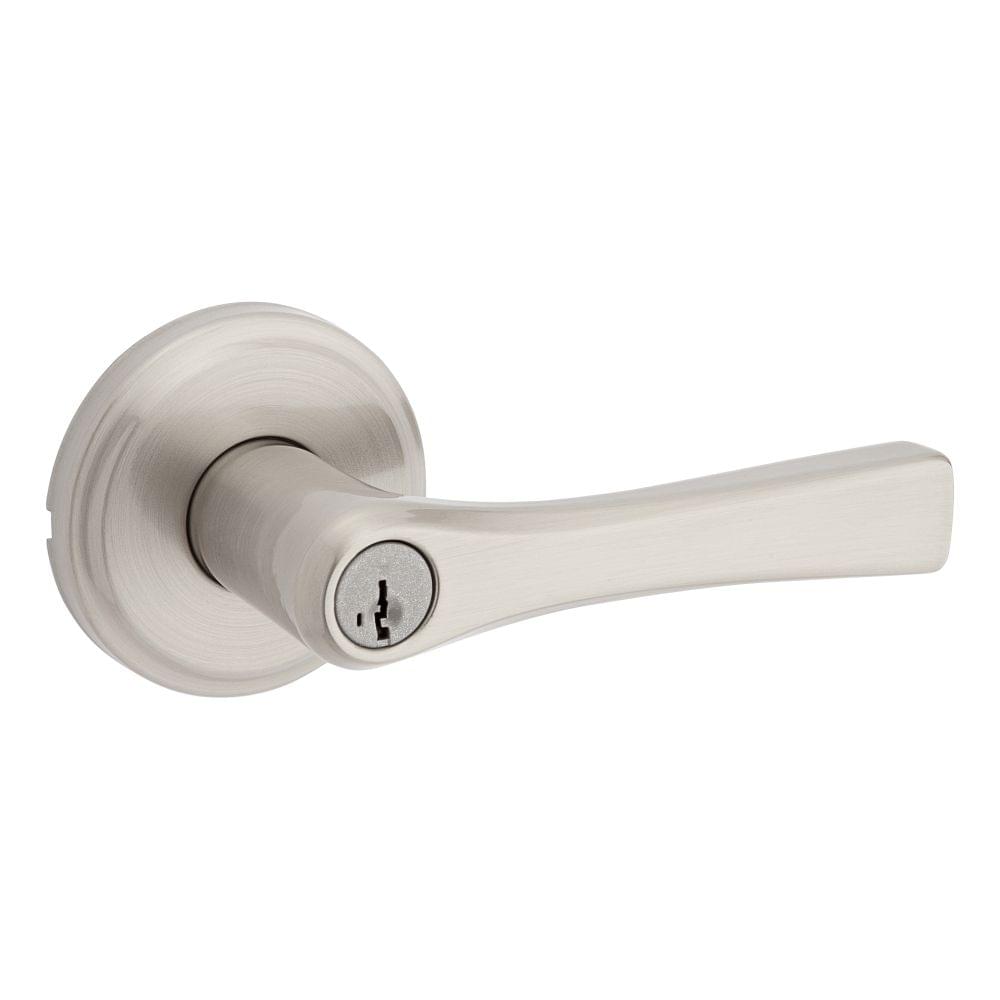 Kwikset 740KAL-15S Katella Lever Entry Door Lock SmartKey with 6AL Latch and RCS Strike Satin Nickel Finish.