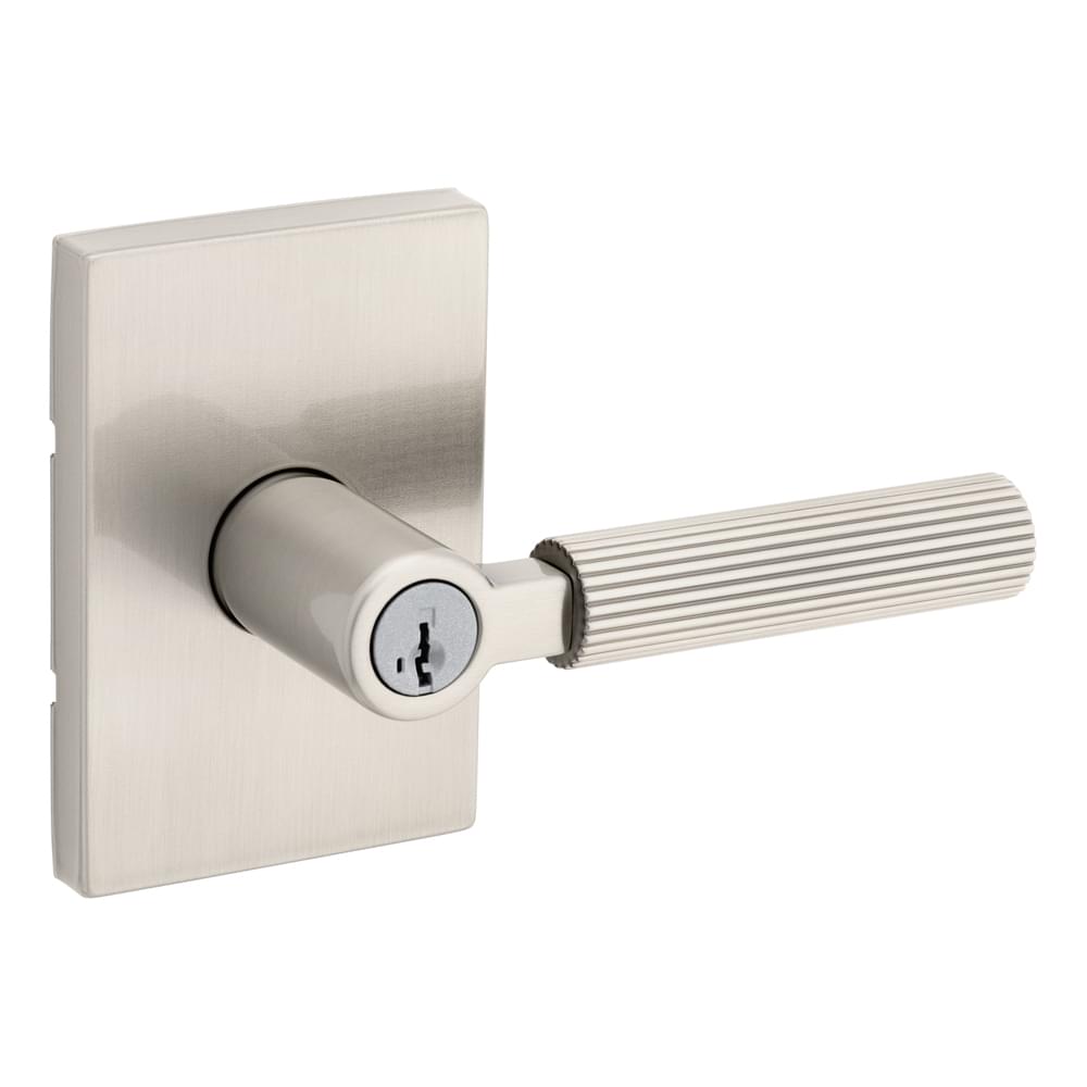 Kwikset 740MALRCT-15S Mirada Reeded Pattern Lever with Contemporary Rectangular Rose Entry Door Lock SmartKey with 6AL Latch and RCS Strike Satin Nickel Finish.