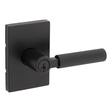 Kwikset 740MALRCT-514S Mirada Reeded Pattern Lever with Contemporary Rectangular Rose Entry Door Lock SmartKey with 6AL Latch and RCS Strike Matte Black Finish.