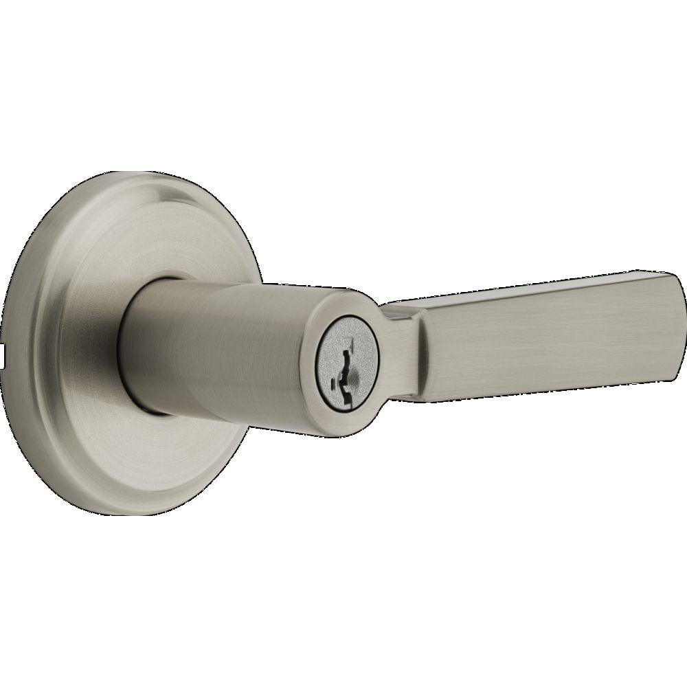 Kwikset 740PHL-15S Perth Lever Entry Door Lock SmartKey with 6AL Latch and RCS Strike Satin Nickel Finish.