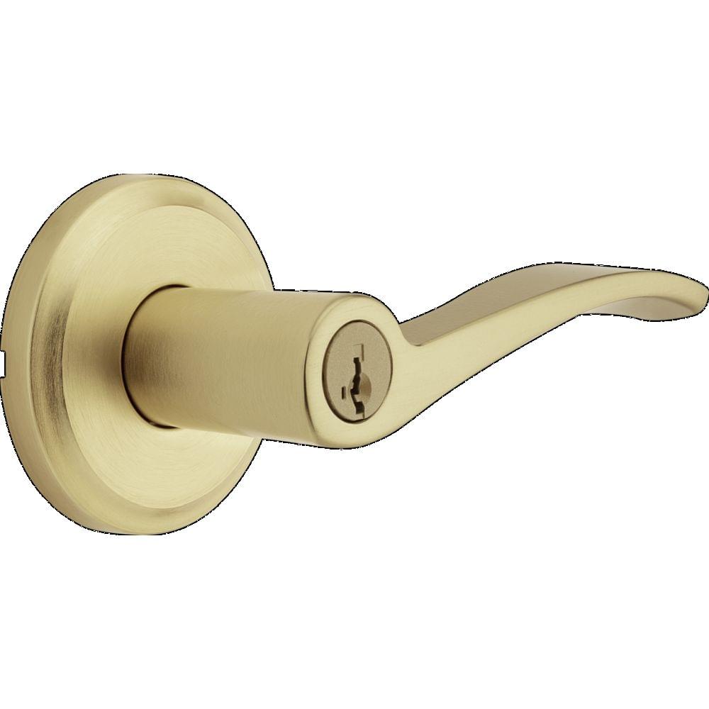 Kwikset 740SEL-4S Sedona Lever Entry Door Lock SmartKey with 6AL Latch and RCS Strike Satin Brass Finish.