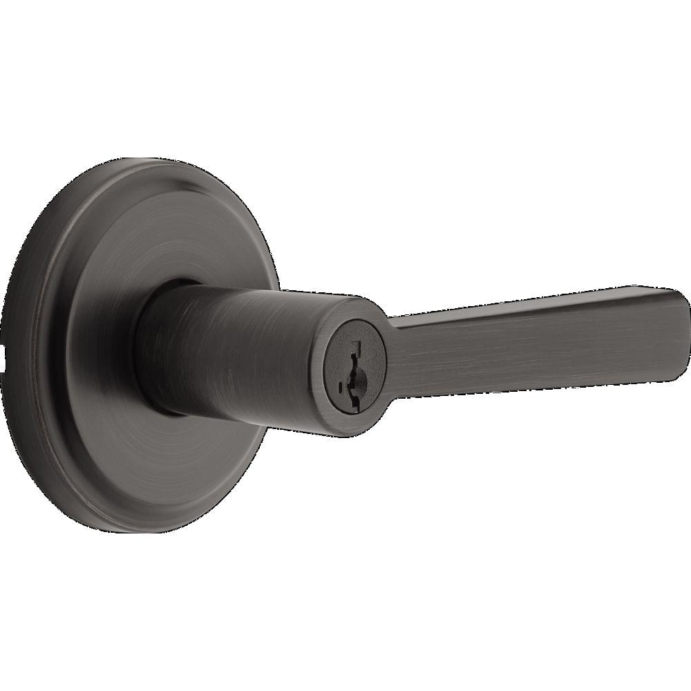 Kwikset 740TDL-11PS Trafford Lever Entry Door Lock SmartKey with 6AL Latch and RCS Strike Venetian Bronze Finish.