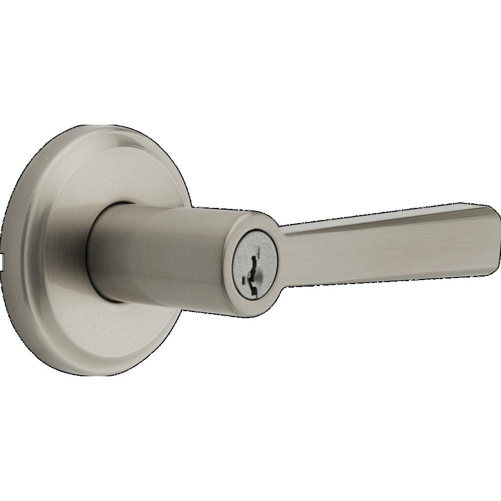 Kwikset 740TDL-15S Trafford Lever Entry Door Lock SmartKey with 6AL Latch and RCS Strike Satin Nickel Finish.
