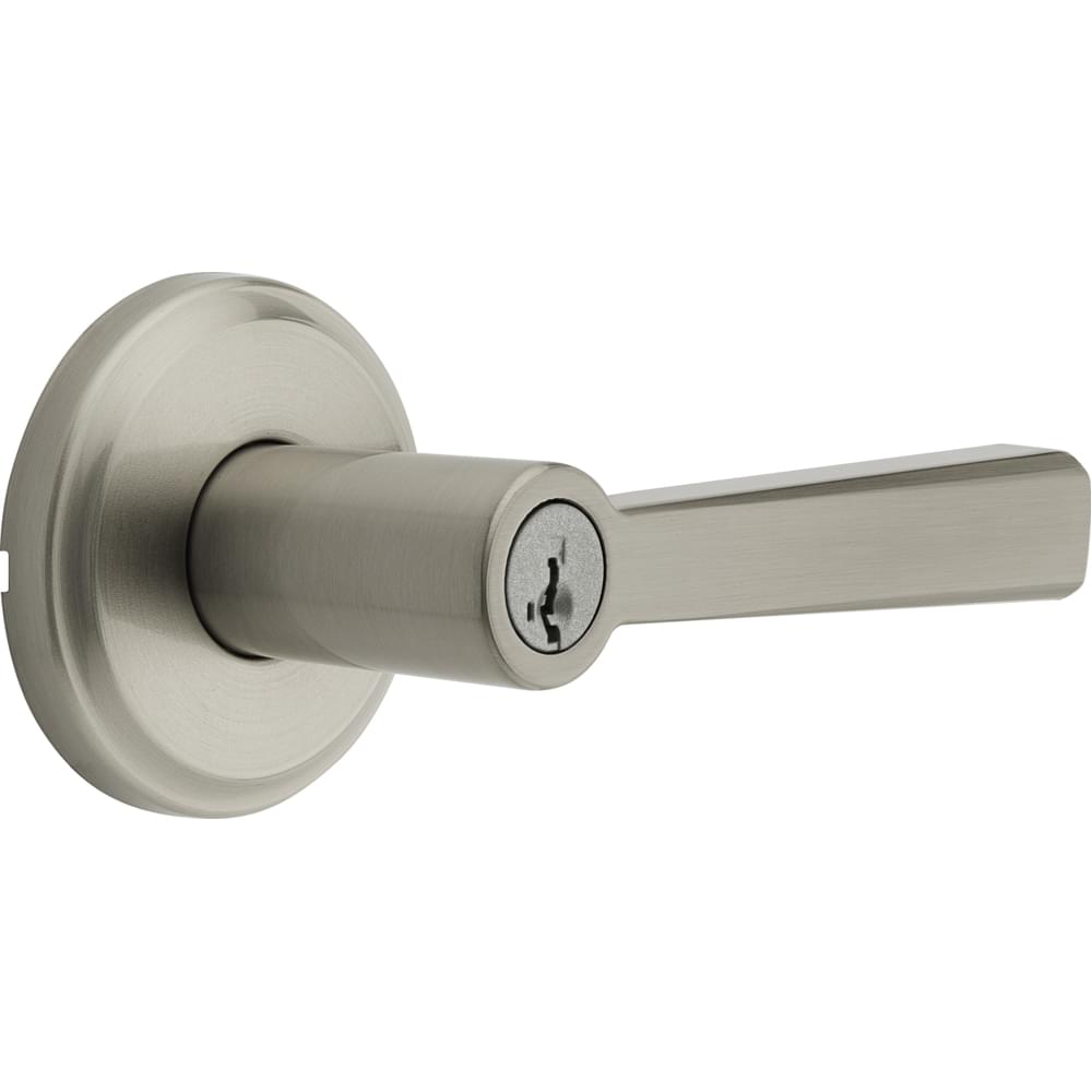 Kwikset 740TDLTRCT-15S Trafford Lever with Traditional Rectangle Rose Entry Door Lock SmartKey with 6AL Latch and RCS Strike Satin Nickel Finish.