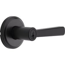 Kwikset 740TDLTRCT-514S Trafford Lever with Traditional Rectangle Rose Entry Door Lock SmartKey with 6AL Latch and RCS Strike Matte Black Finish.