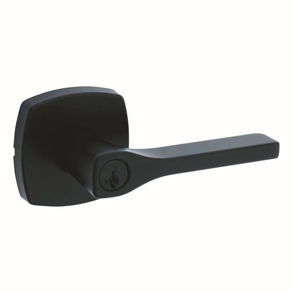 Kwikset 740TPLMDT-514S Tripoli Lever with Midtown Rose Entry Door Lock SmartKey with 6AL Latch and RCS Strike Matte Black Finish.