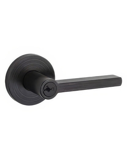 Kwikset 156HFLRDT Halifax Single Cylinder Keyed Entry Door Lever Set with Round Rosette.