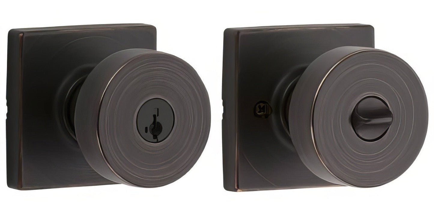 Kwikset 740PSKSQT Pismo Keyed Entry Door Knob with Square Rose.