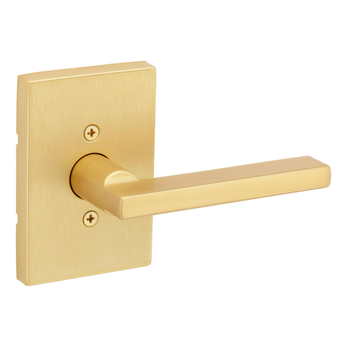 Kwikset 788HFLRCT-4 Halifax Lever with Rectangular Rose Half Dummy Door Lock Satin Brass Finish.