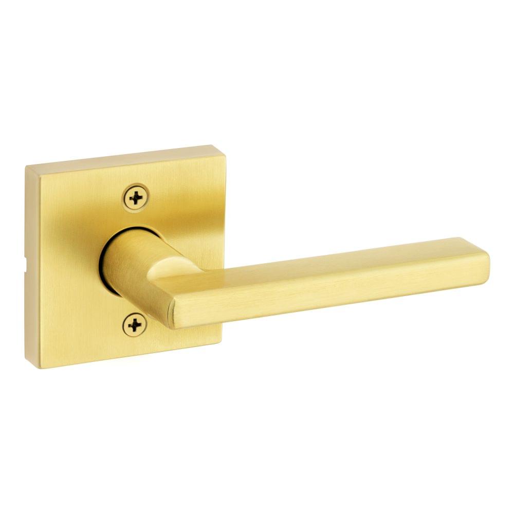 Kwikset 788HFLSQT-4 Halifax Lever with Square Rose Half Dummy Door Lock Satin Brass Finish.