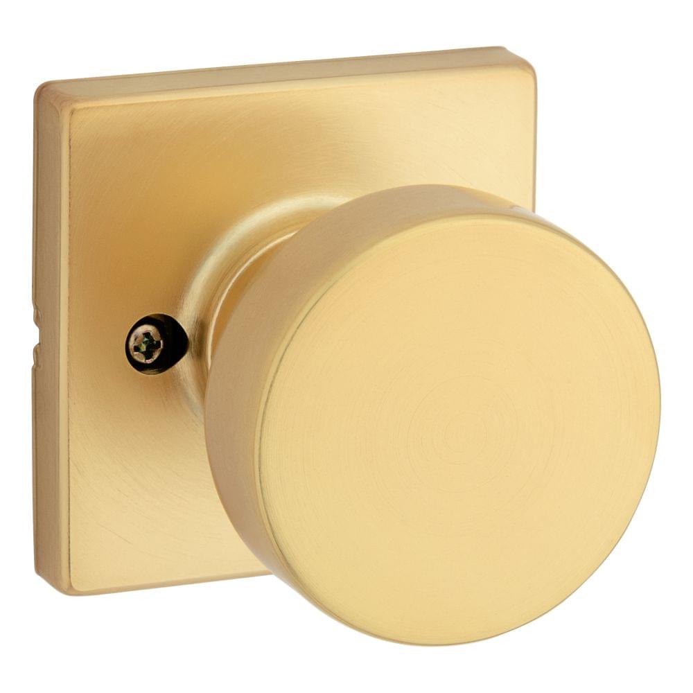 Kwikset 788PSKSQT-4 Pismo Knob with Square Rose Half Dummy Satin Brass Finish.